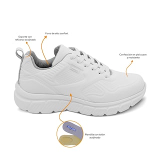 Foto 2 | Tenis Escolar Audaz Para Niño En Piel Blanco Balú Con Diseño Texturizado