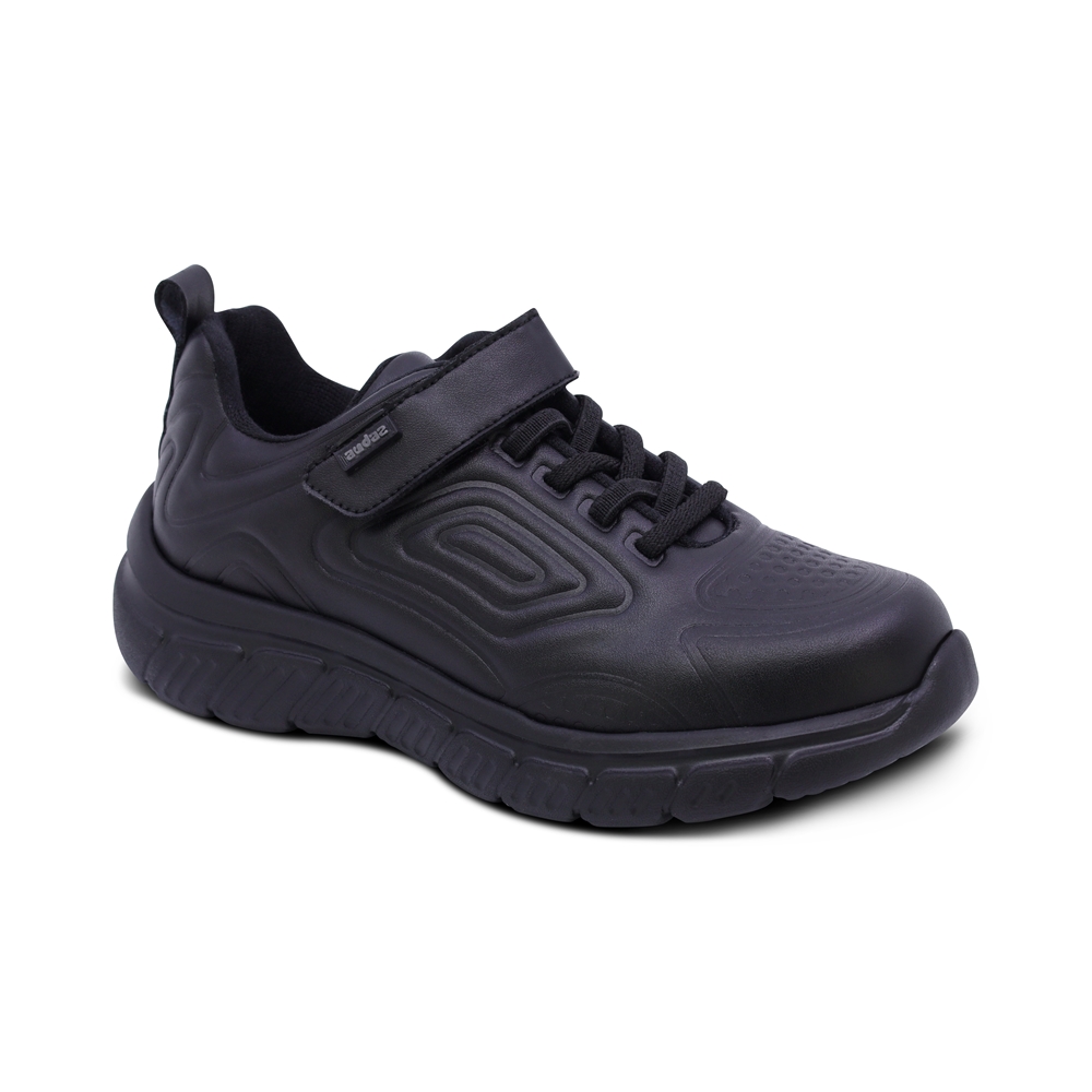 Tenis Escolar Audaz Para Niño En Piel Negro Balú Con Diseño Texturizado