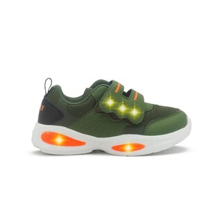 Foto 1 | Tenis Charly Para Niño Ajuste Contactel Suela Eva Antiderrpante Con Luces Led Olivo/naranja Verde Oscuro
