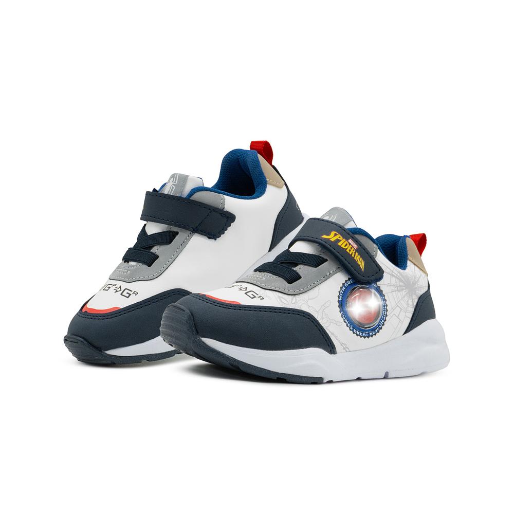 Tenis Niño Luces Marvel  Spider Man Antiderrapante 15-21 Blanco