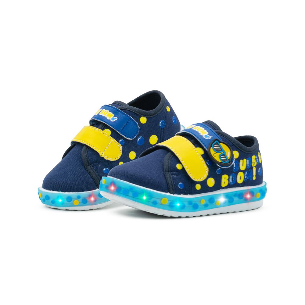 Tenis Bubble Gummers Luces Led Casuales Velcro Niño Marino Azul Marino