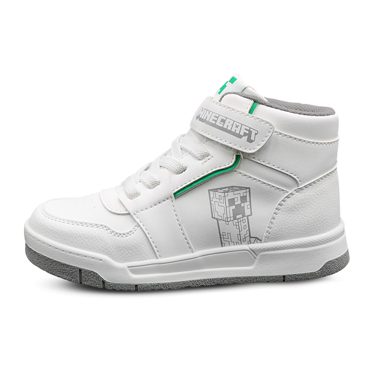 Tenis Minecraft Creeper Media Bota Blancos Para Niño