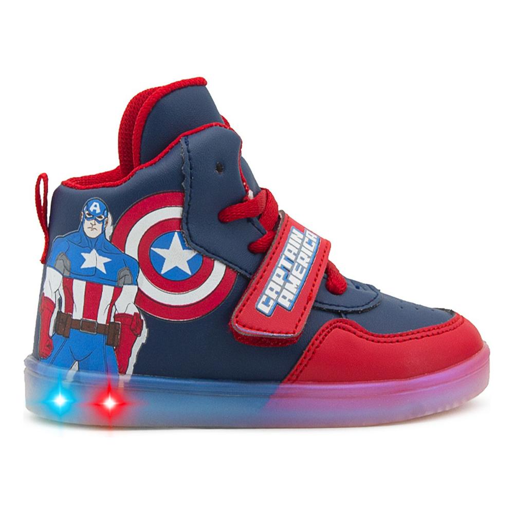 Foto 1 | Tenis Bota Bubble Gummers Niño Capitán America Con Luces Azul Marino