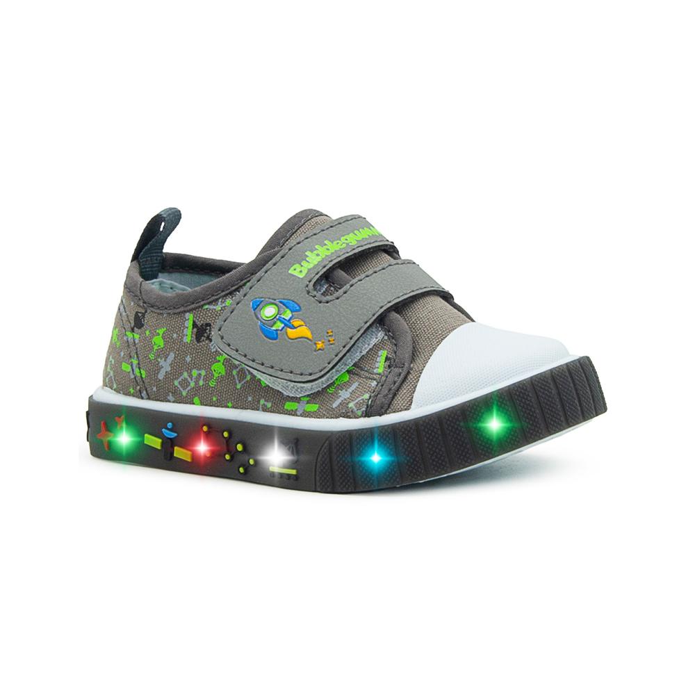 Foto 2 pulgar | Tenis Bubble Gummers Con Luces Para Niño Cohete Galaxia Gris