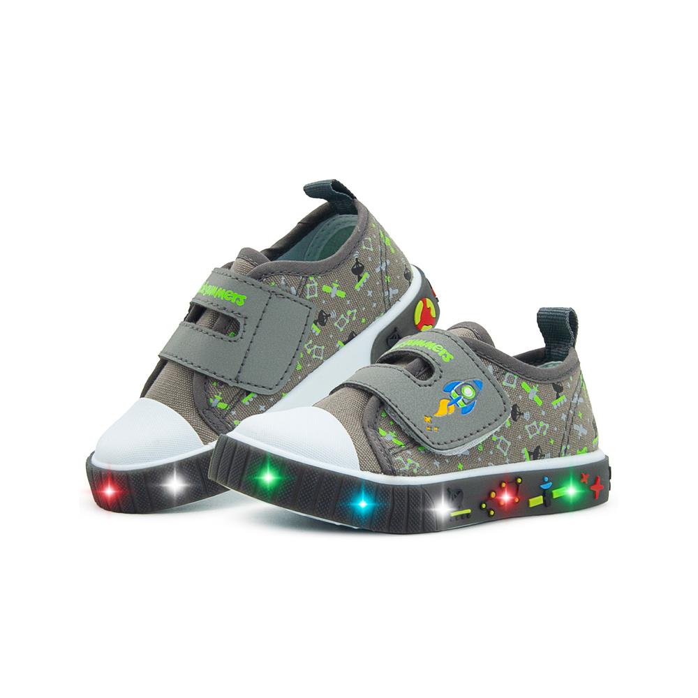 Foto 3 pulgar | Tenis Bubble Gummers Con Luces Para Niño Cohete Galaxia Gris
