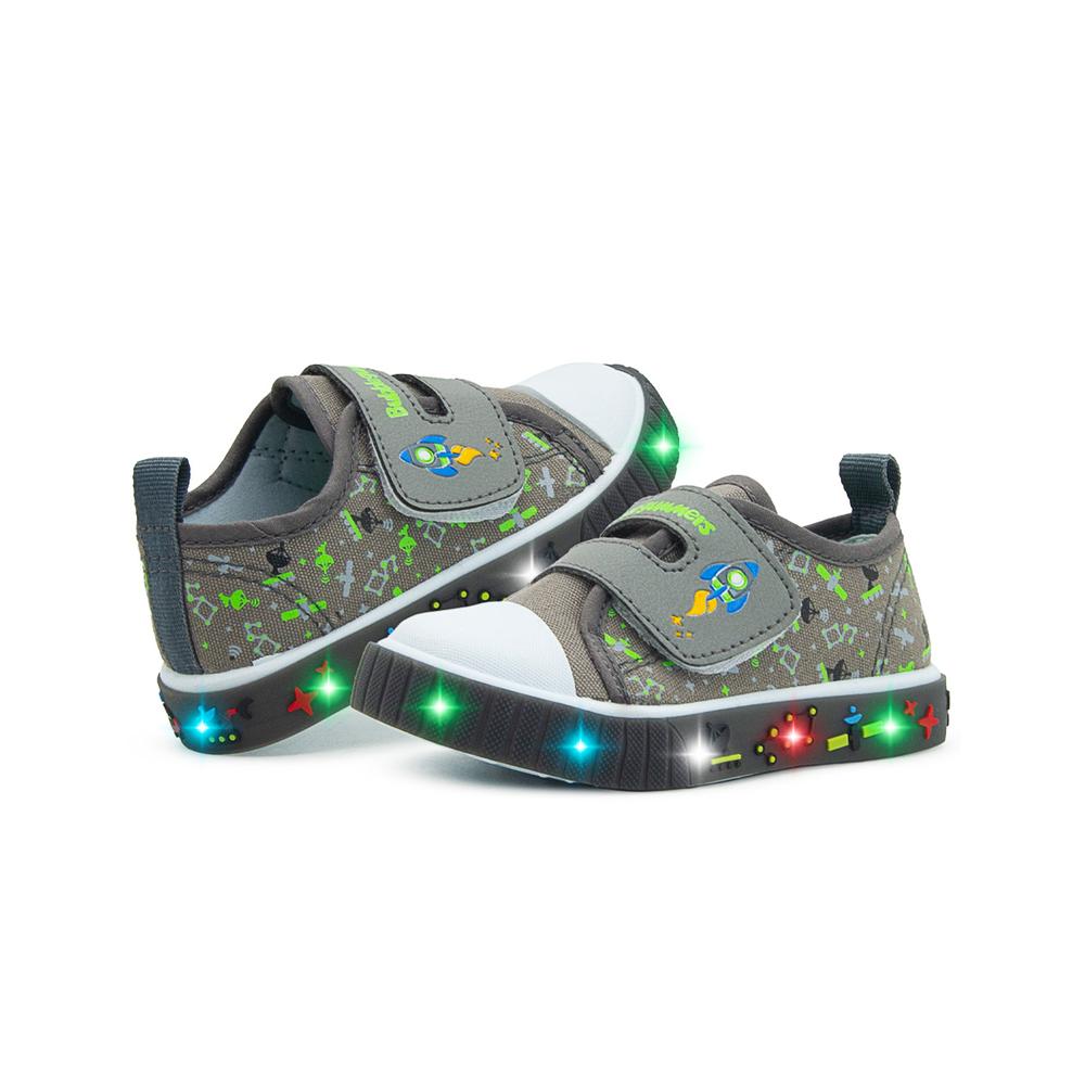 Foto 4 pulgar | Tenis Bubble Gummers Con Luces Para Niño Cohete Galaxia Gris