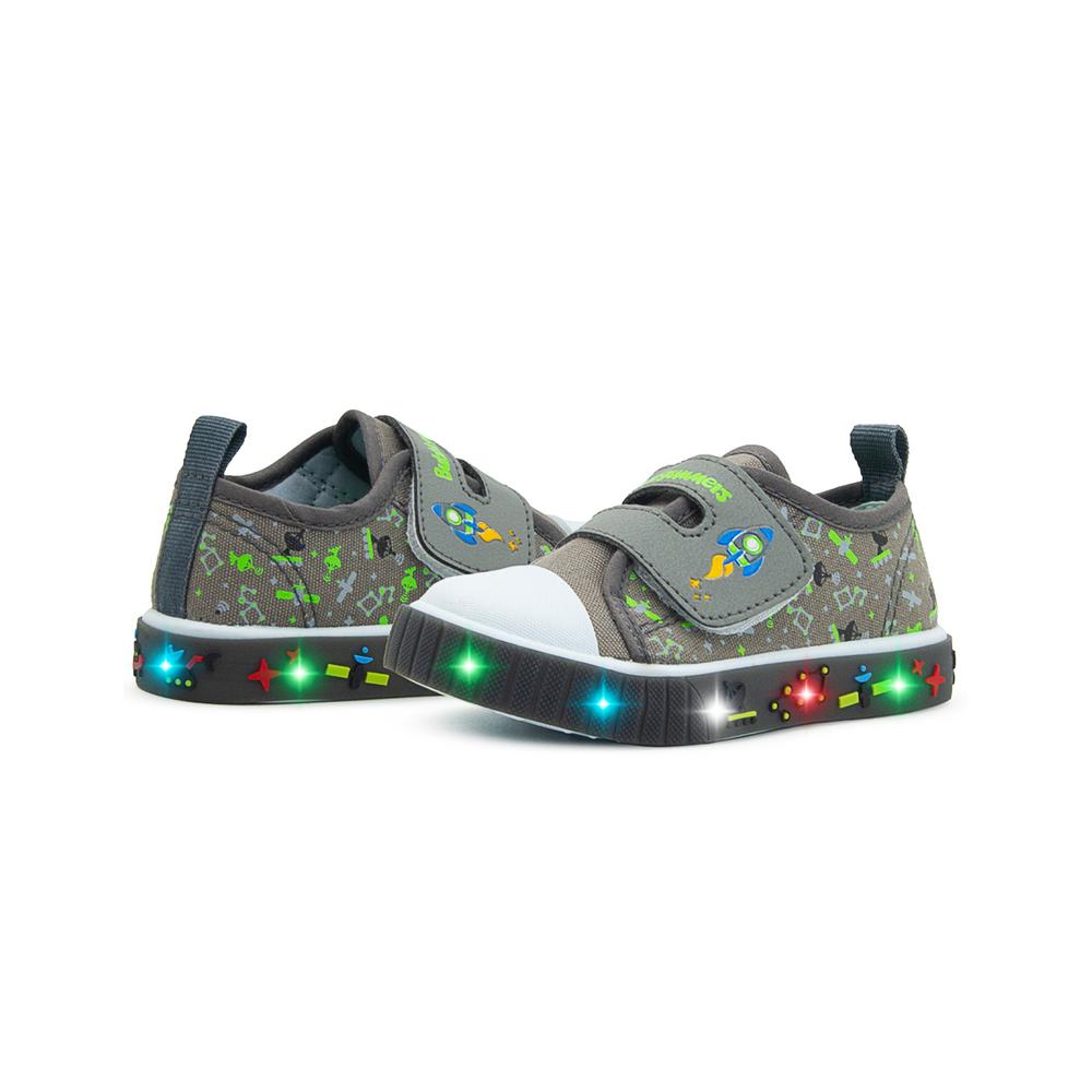 Foto 5 pulgar | Tenis Bubble Gummers Con Luces Para Niño Cohete Galaxia Gris