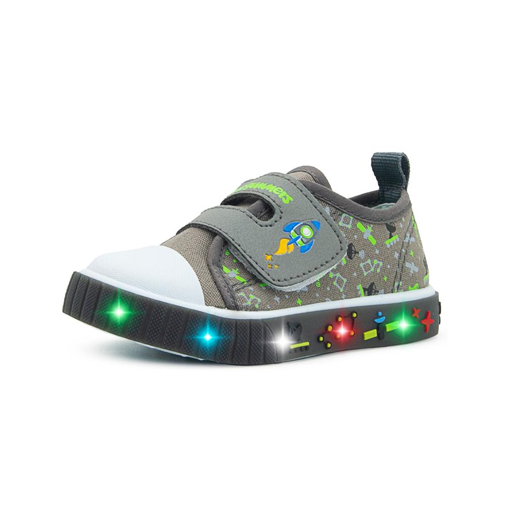 Foto 6 pulgar | Tenis Bubble Gummers Con Luces Para Niño Cohete Galaxia Gris