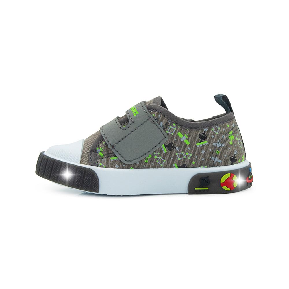 Foto 7 pulgar | Tenis Bubble Gummers Con Luces Para Niño Cohete Galaxia Gris