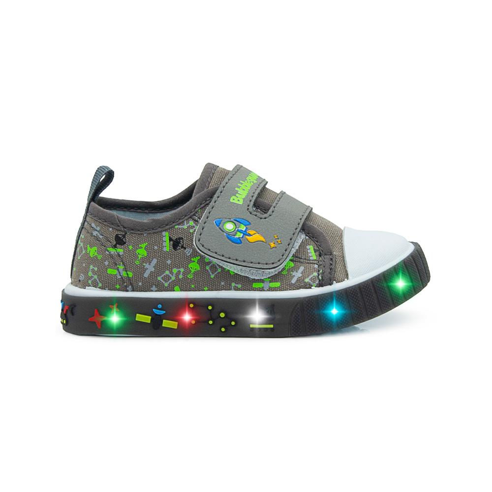 Foto 8 pulgar | Tenis Bubble Gummers Con Luces Para Niño Cohete Galaxia Gris