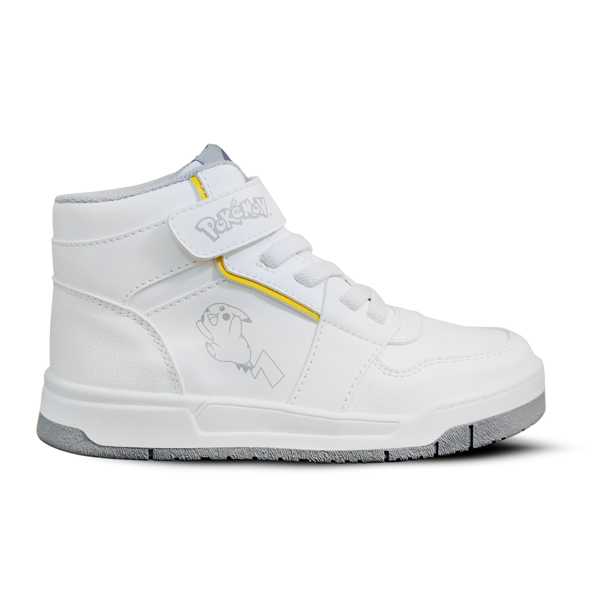 Foto 2 pulgar | Tenis Pokemón Pikachu Media Bota Blancos Para Niño