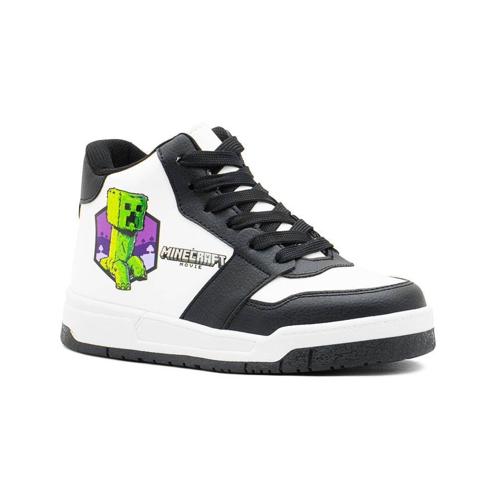 Foto 2 pulgar | Tenis Infantil Gamer Minercraft Creeper Blanco Negro Bota Negro