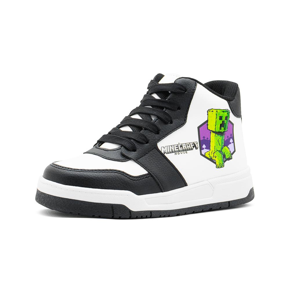 Foto 5 pulgar | Tenis Infantil Gamer Minercraft Creeper Blanco Negro Bota Negro