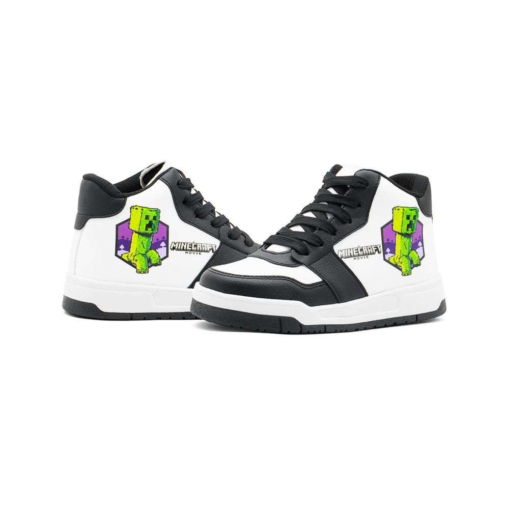Foto 6 pulgar | Tenis Infantil Gamer Minercraft Creeper Blanco Negro Bota Negro