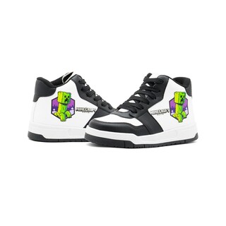 Foto 5 | Tenis Infantil Gamer Minercraft Creeper Blanco Negro Bota Negro