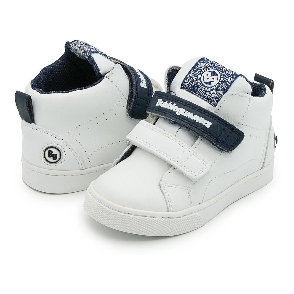 Tenis Piel Niño Bubble Gummers Icono Blanco/marino 15-21 Blanco