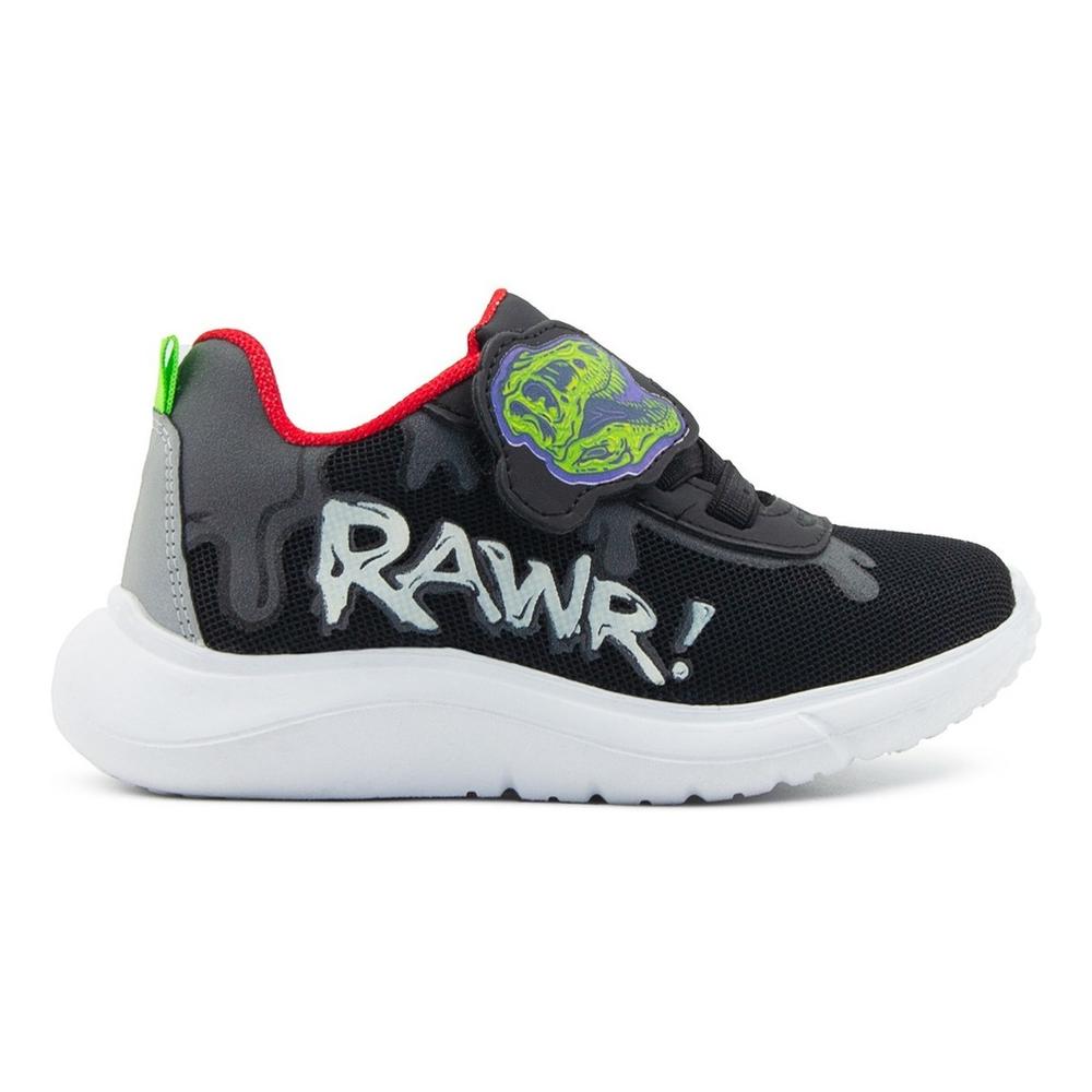 Tenis Niño Roddyck Velcro Dinosaurio Verde Militar 18-21 Negro