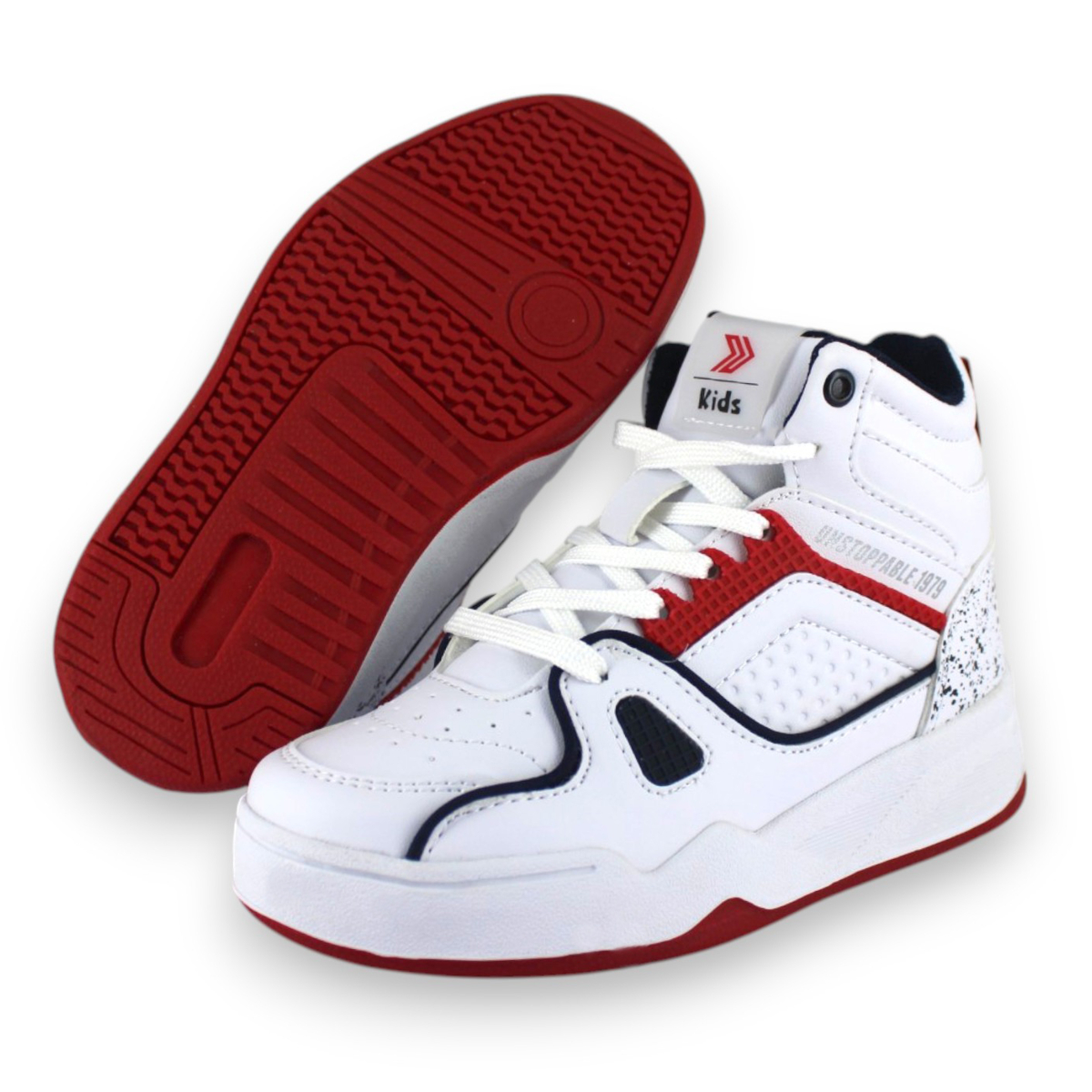 Foto 2 pulgar | Tenis Casual Blanco Rojo Infantil Koeno Re Newk