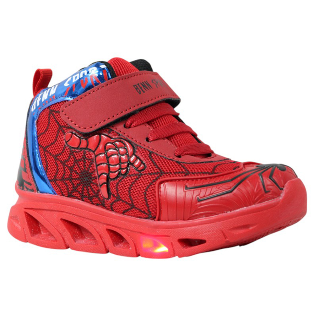 Tenis Niño Luces Led Spider Man Benn Sport 785 Rojo