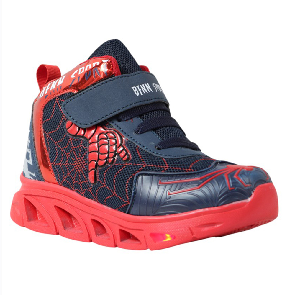 Tenis Niño Luces Led Spider Man Benn Sport 785 Marino