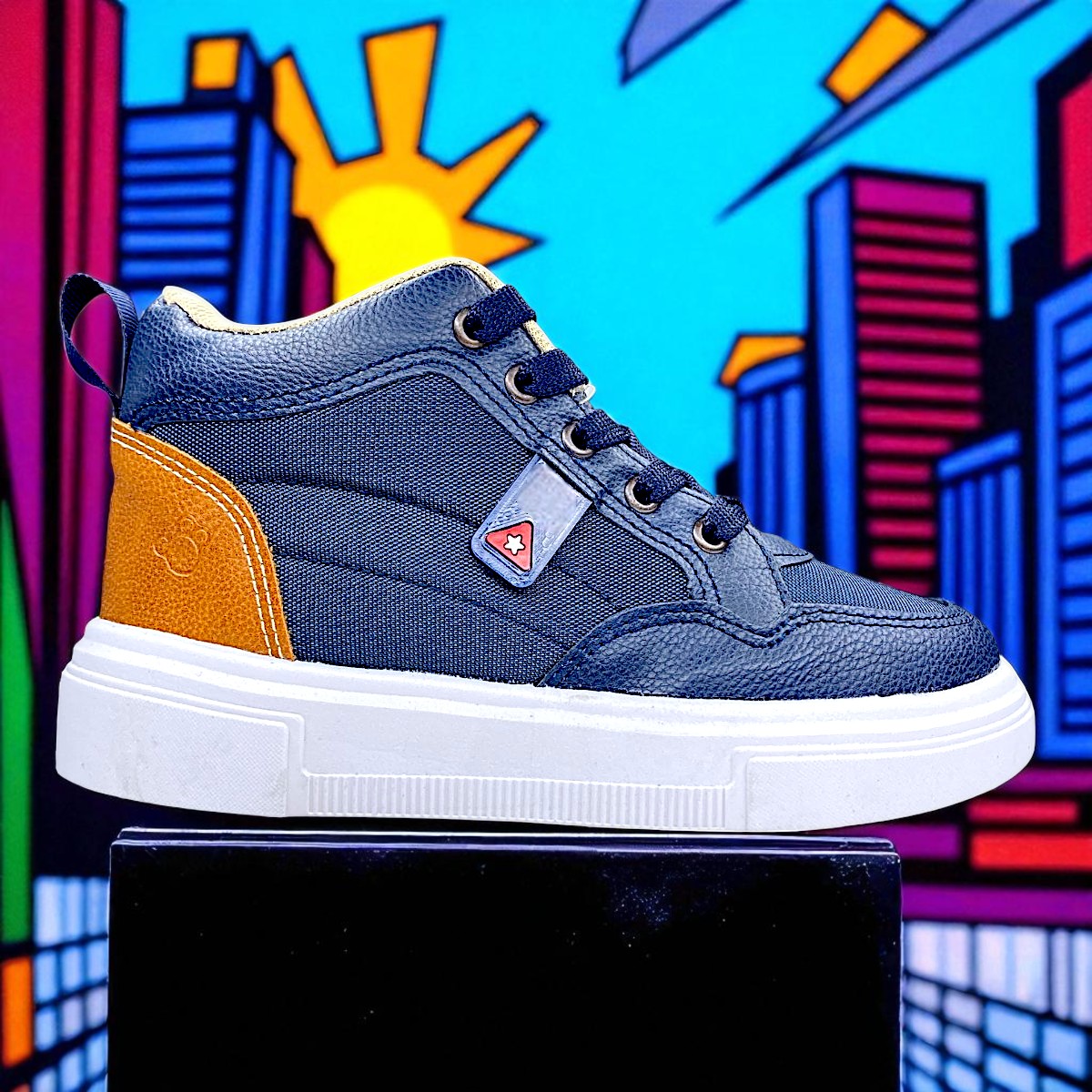 Foto 3 | Tenis De Niño Azul Urbano Deportivo Botita Casual Para Jugar