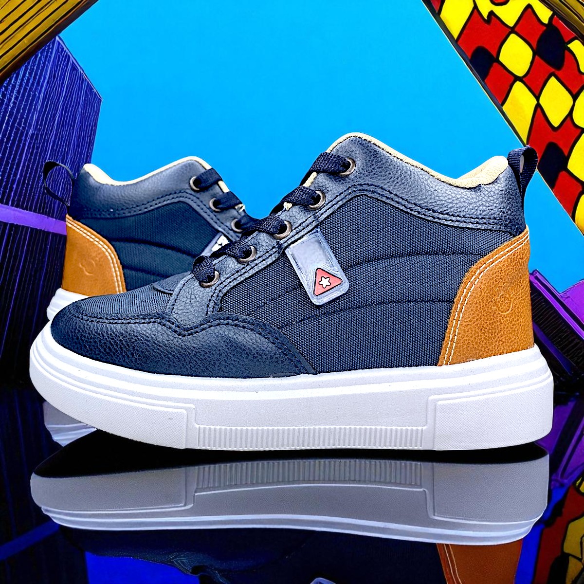 Foto 6 | Tenis De Niño Azul Urbano Deportivo Botita Casual Para Jugar