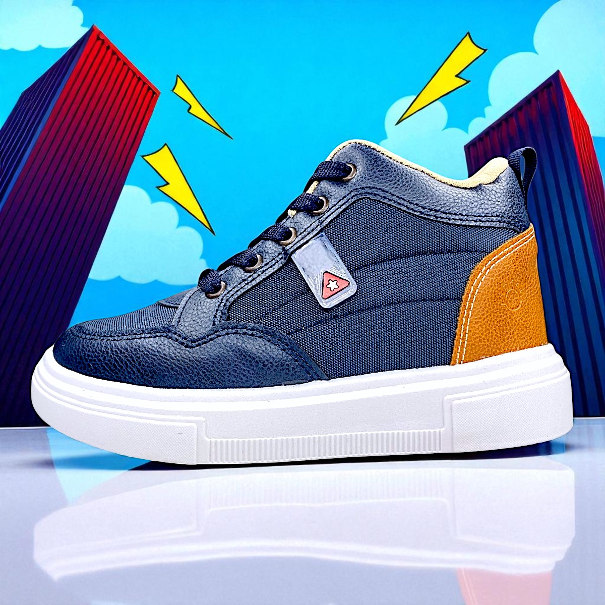Foto 7 | Tenis De Niño Azul Urbano Deportivo Botita Casual Para Jugar