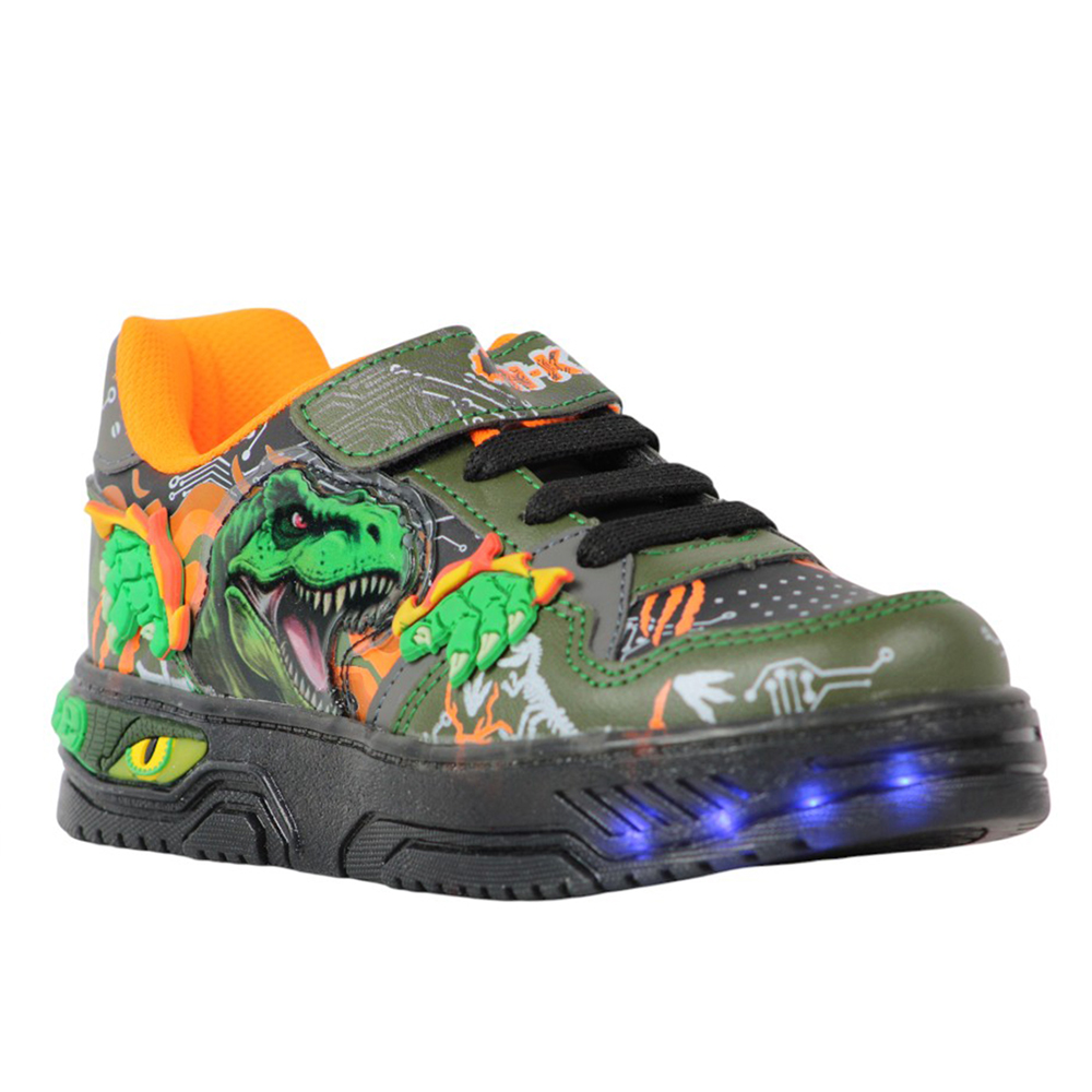 Tenis Dinosaurio Niño Luces Led Onkids 900 Negro