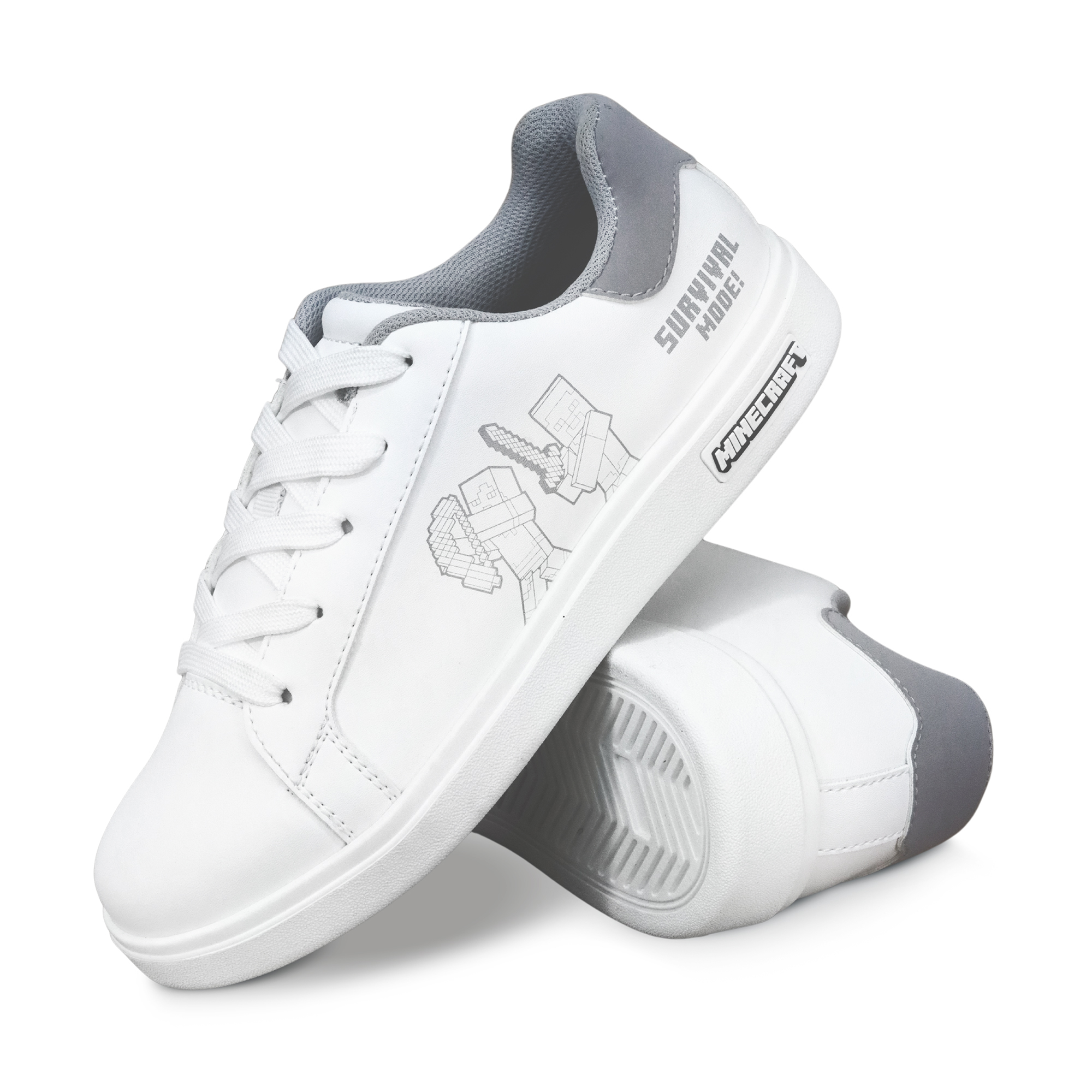 Foto 4 pulgar | Tenis Minecraft Escolar Casual Steve Creeper Blancos Para Niño