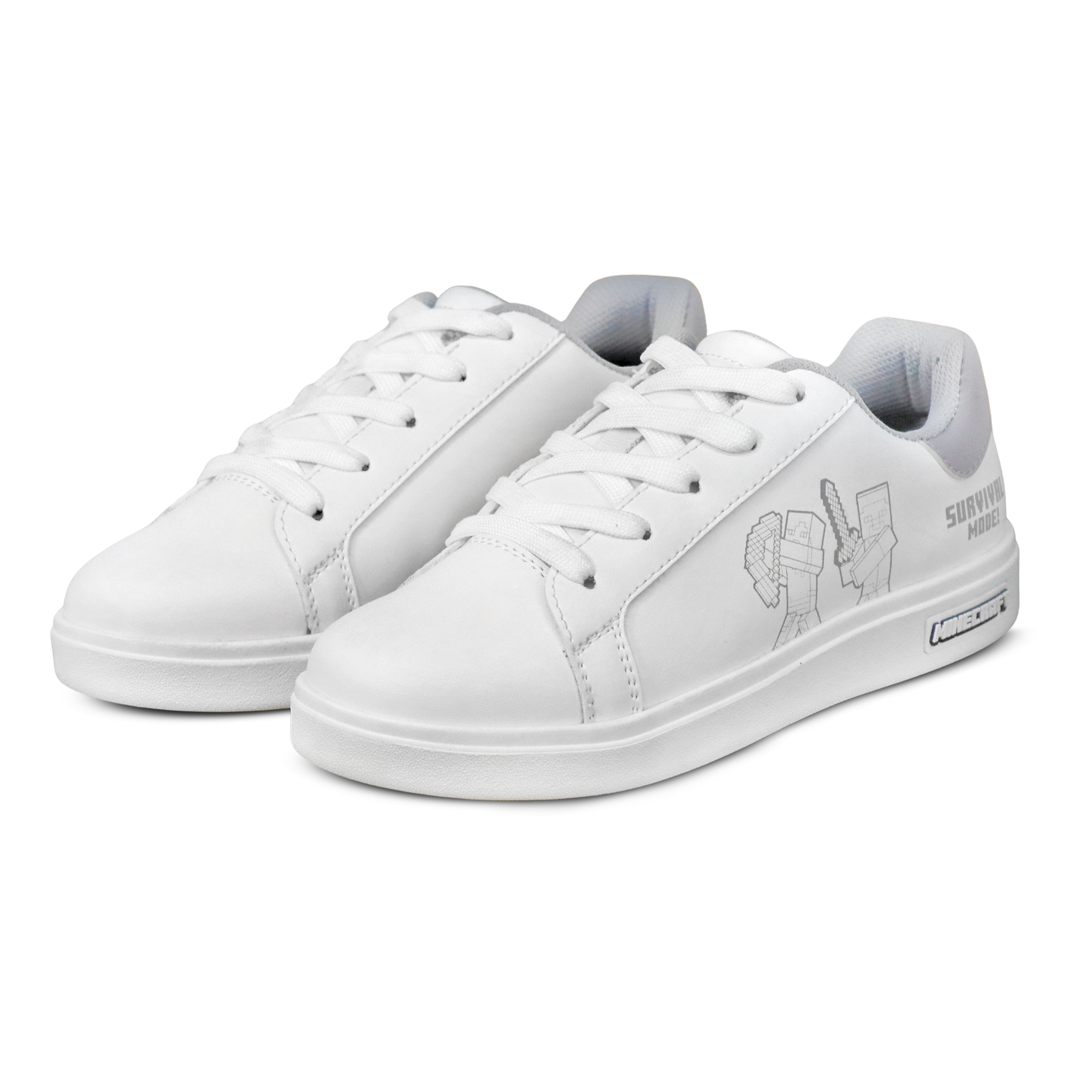 Foto 6 pulgar | Tenis Minecraft Escolar Casual Steve Creeper Blancos Para Niño