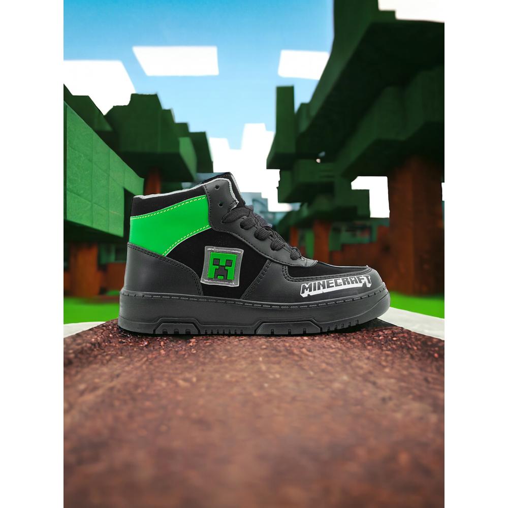 Foto 3 pulgar | Tenis Minercraft Creeper Color Negro Bota Para Niño Gamer Negro