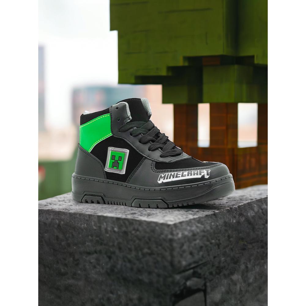 Foto 4 pulgar | Tenis Minercraft Creeper Color Negro Bota Para Niño Gamer Negro