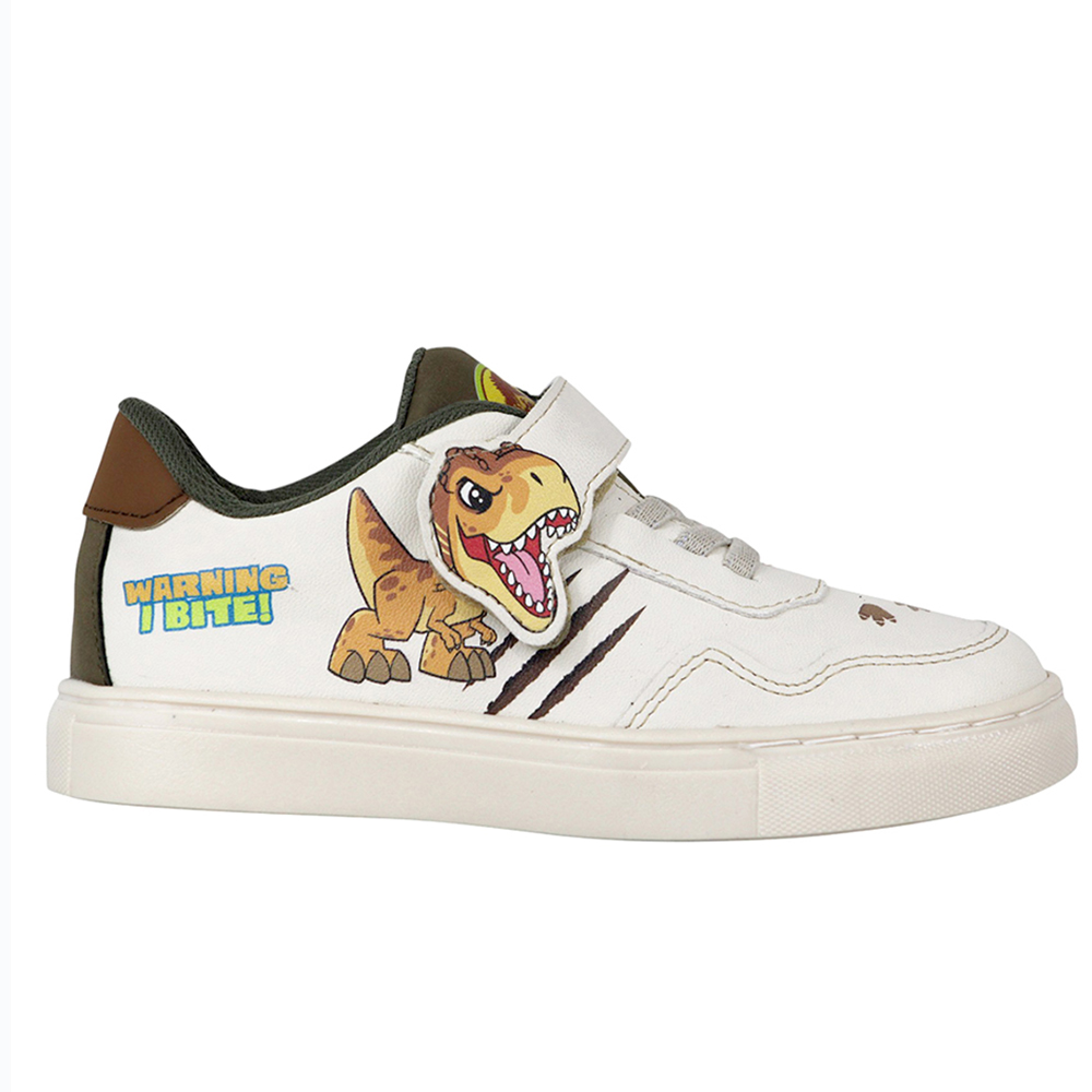 Foto 4 pulgar | Tenis Niño Jurassic Escolar Y Casual Blanco Dinosaurio Kuali