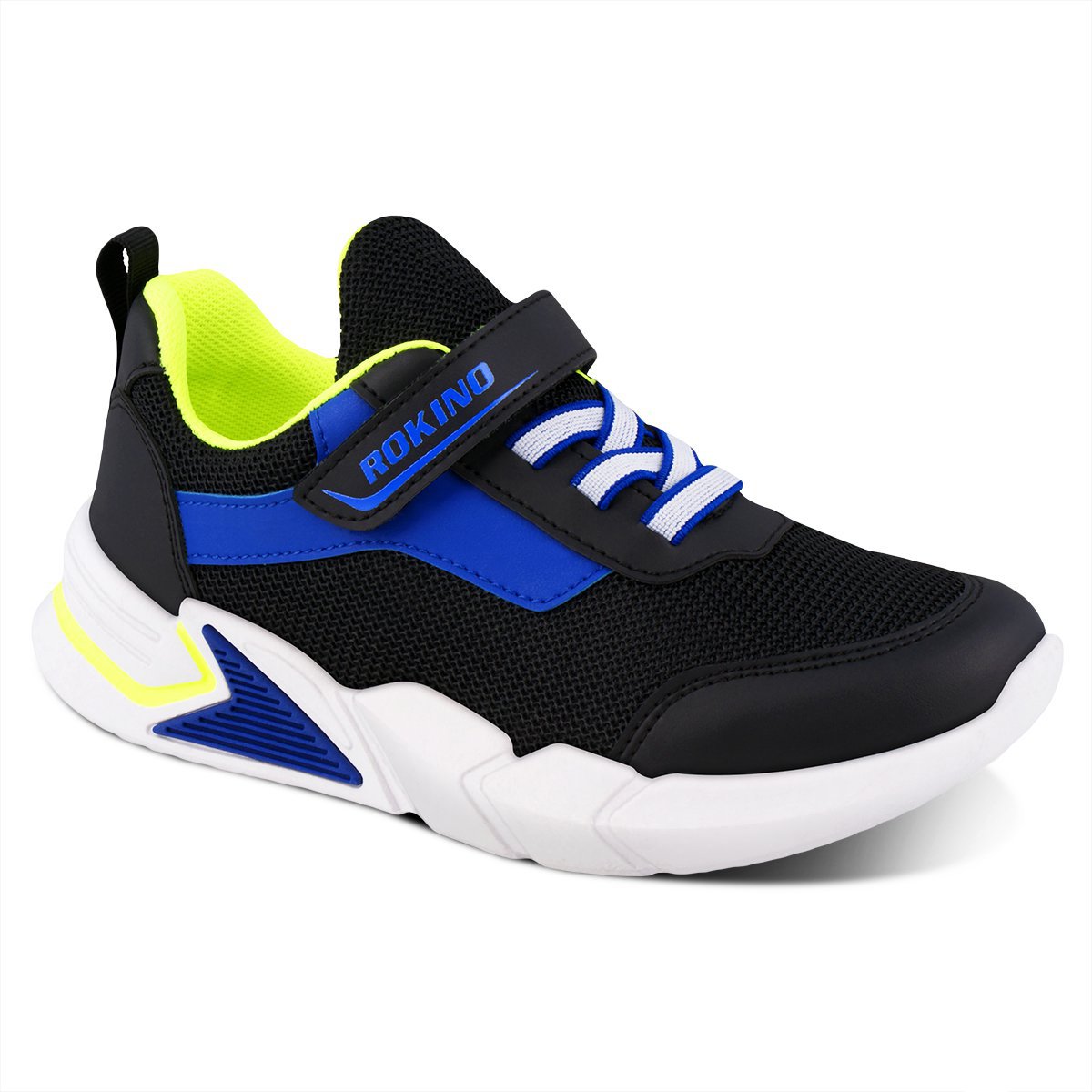 Tenis Casual Rokino 3431 Color Negro-azul Rey Para Niño