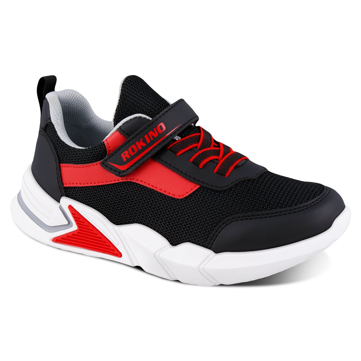 Tenis Casual Rokino 3431 color Negro con Rojo para Niño