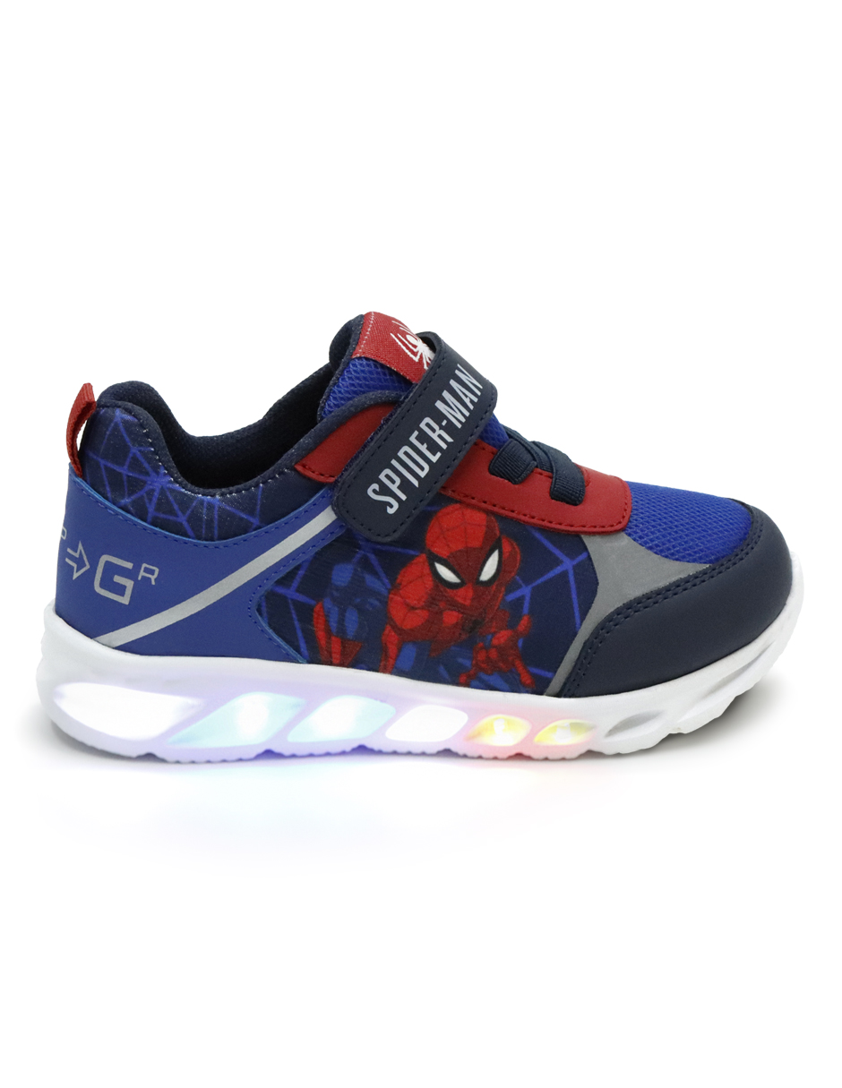 Tenis Marvel 23NICI0252 color Azul Diseño Spider-Man con Luces para Niño