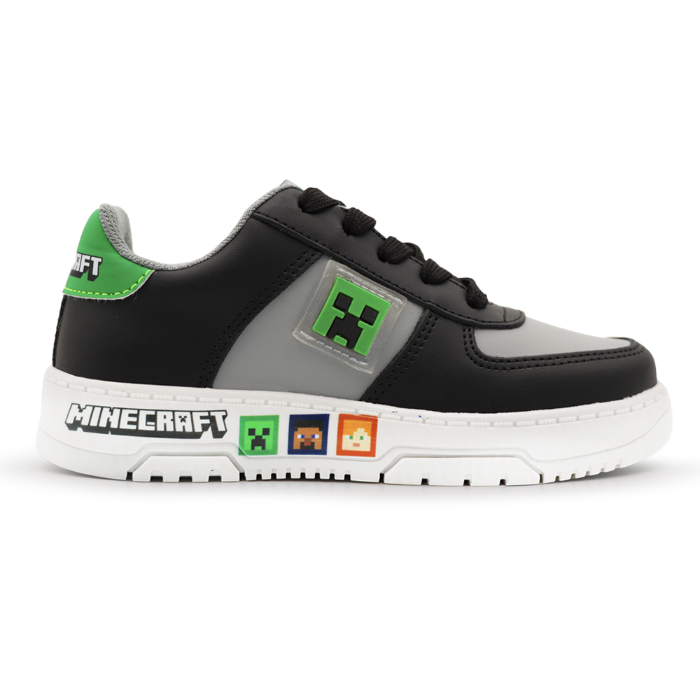 Tenis Minecraft Creeper Negro con Gris para Niño