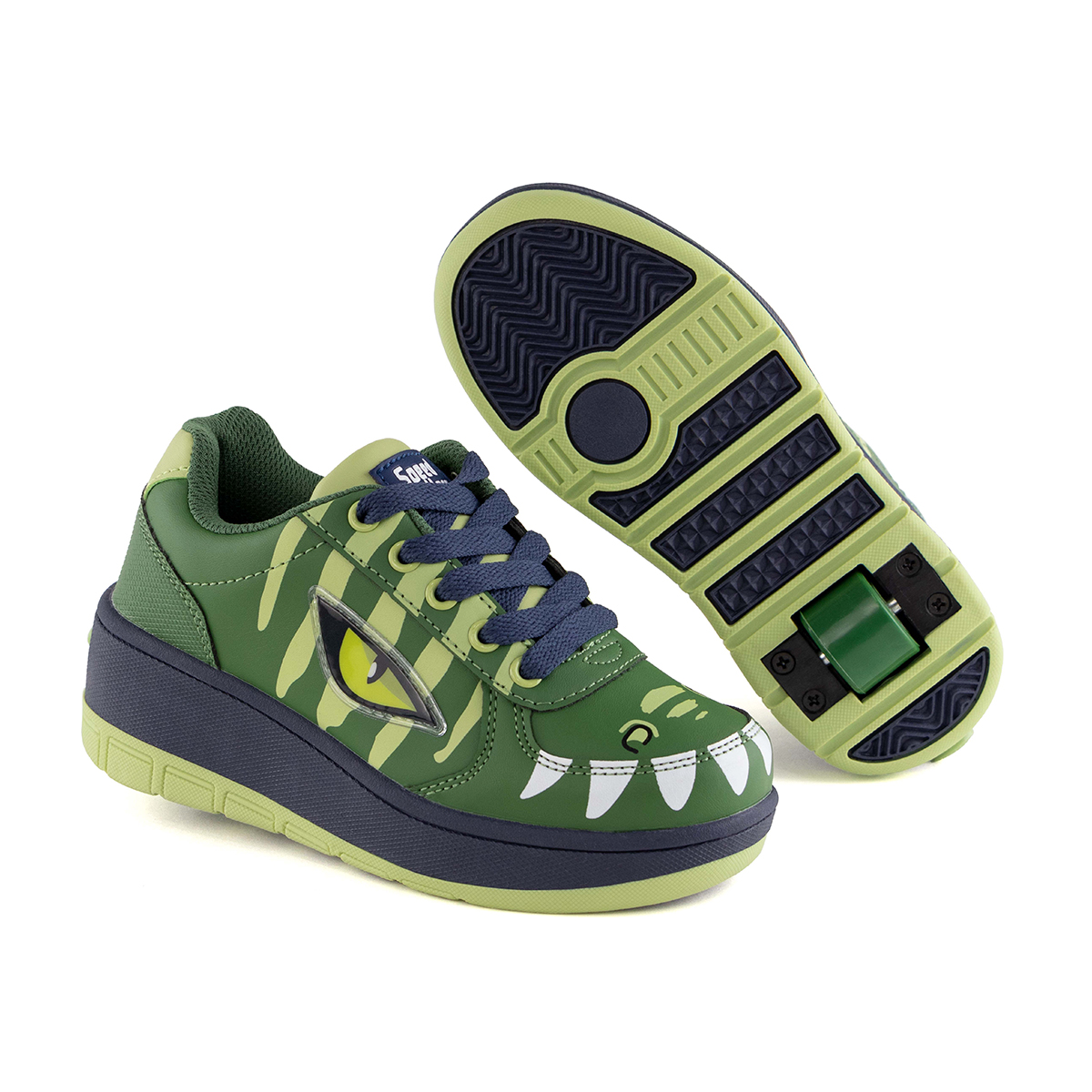 Tenis Patin Speed Rollers Raptor Verde Para Niño