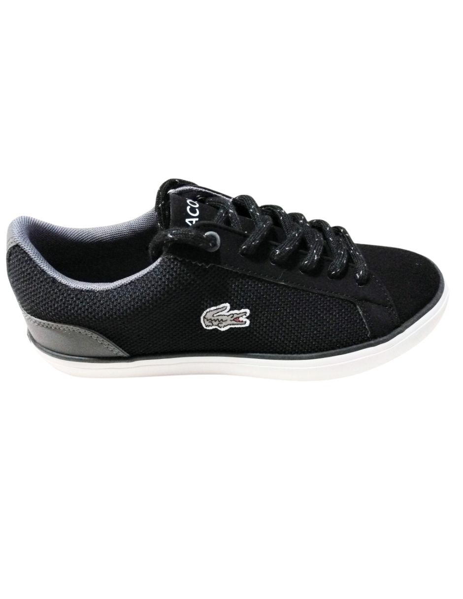 Tenis Negros Tipo Polo Lacoste Con Detalle En Gris