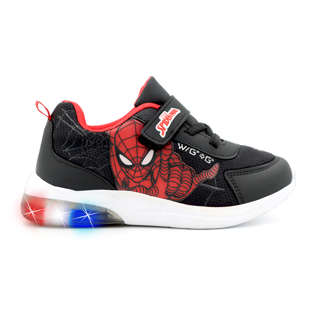 Tenis Marvel Spider-man Luces Negro Para Niño