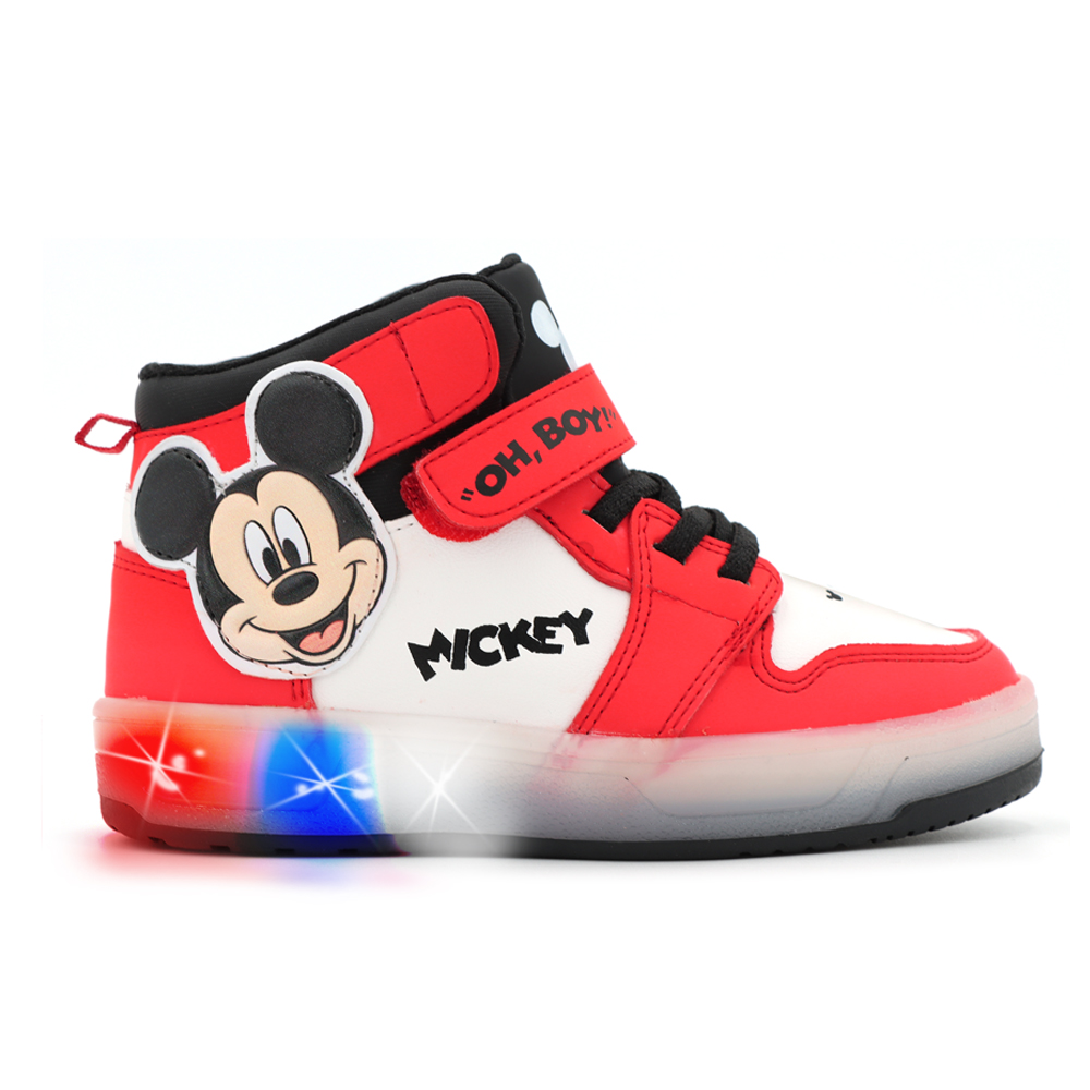 Tenis Disney Mickey Mouse Con Luces Media Bota Para Niño