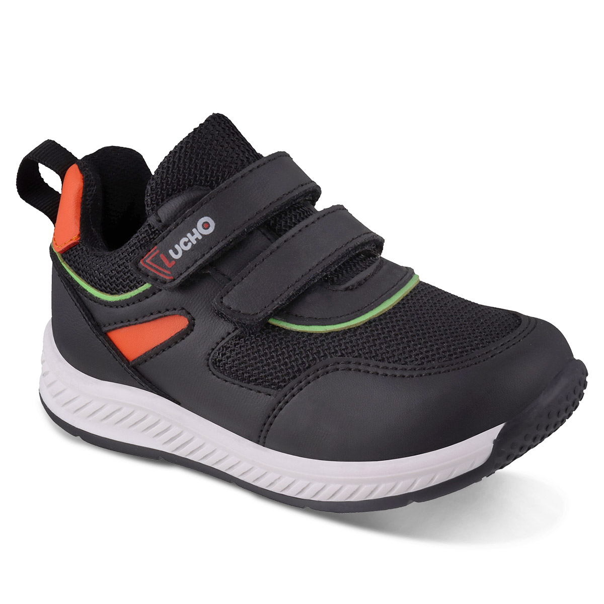 Foto 2 pulgar | Tenis Para Bebé Lucho 2094 Color Negro/naranja Para Niño