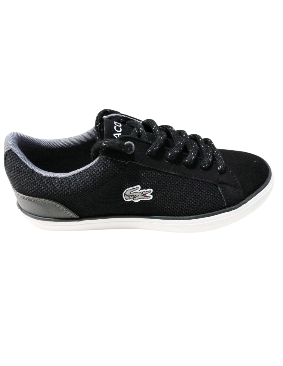 Tenis Negros Tipo Polo Lacoste Color Negro Con Detalle En Gris