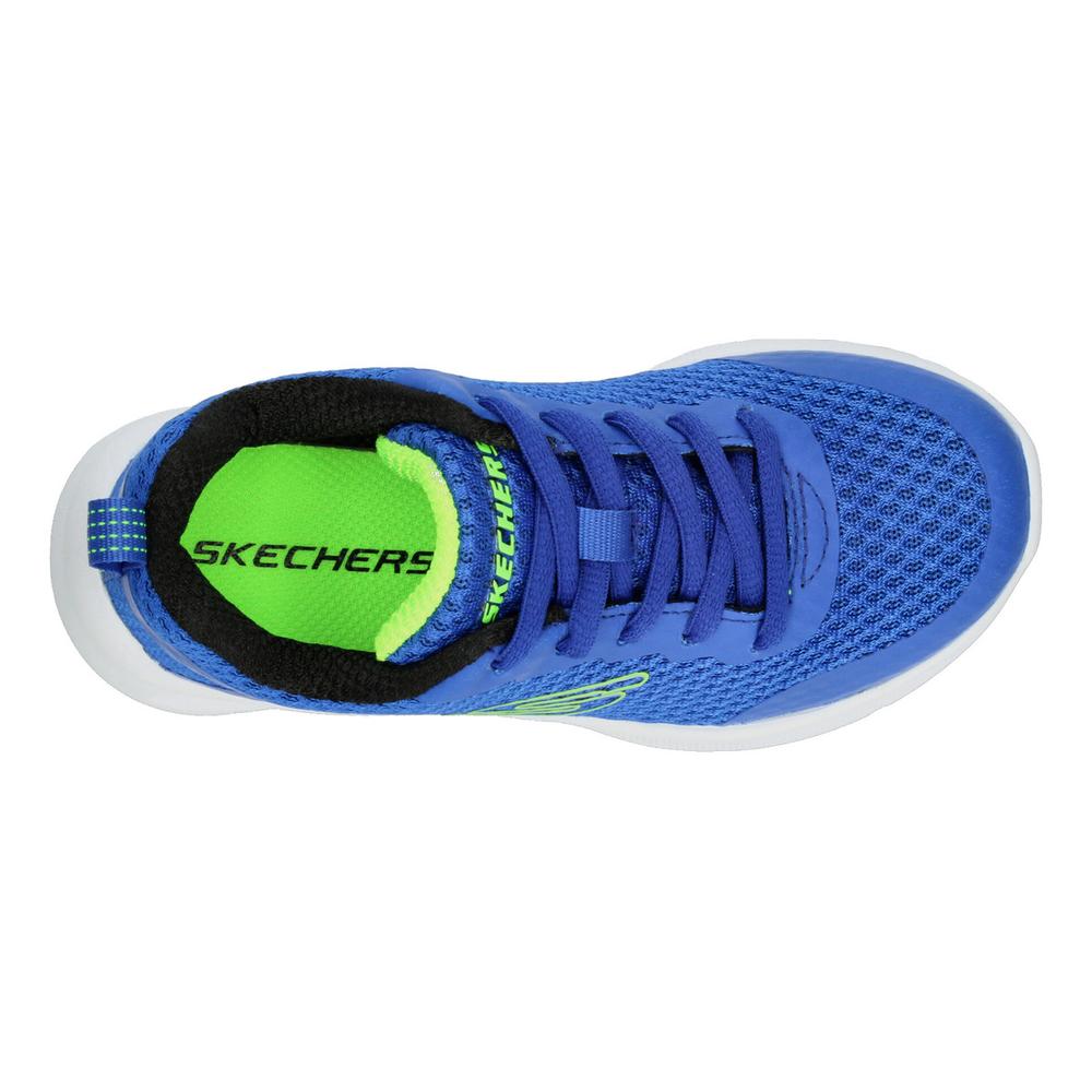 Foto 9 pulgar | Tenis Niño Skechers Azul Con Verde Cintas Cómodo Ligero Verde