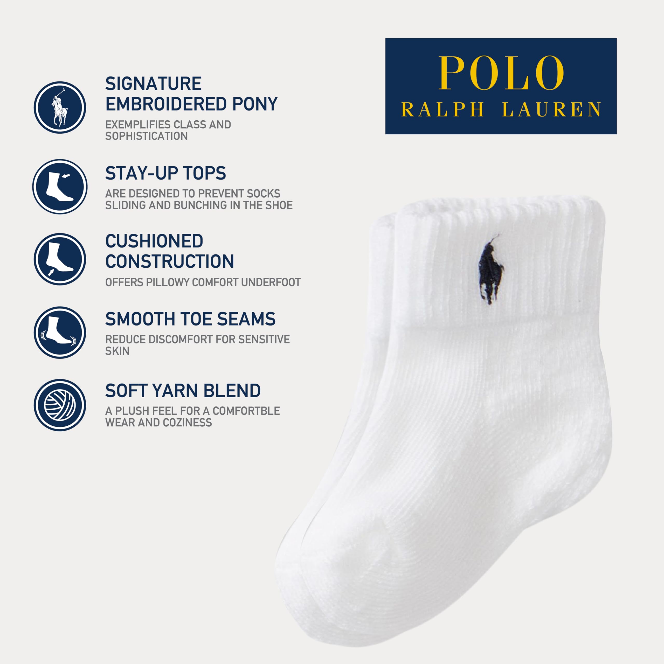 Foto 4 pulgar | Calcetines Tipo Polo Ralph Lauren Para Bebés De 18 A 24 Meses, 6 Pares - Venta Internacional.