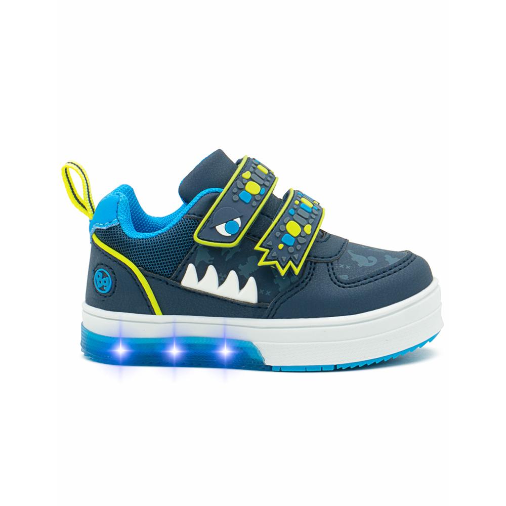 Tenis Bubble Gummers Ugly Para Niño Dinosaurio Con Luces Azul Marino