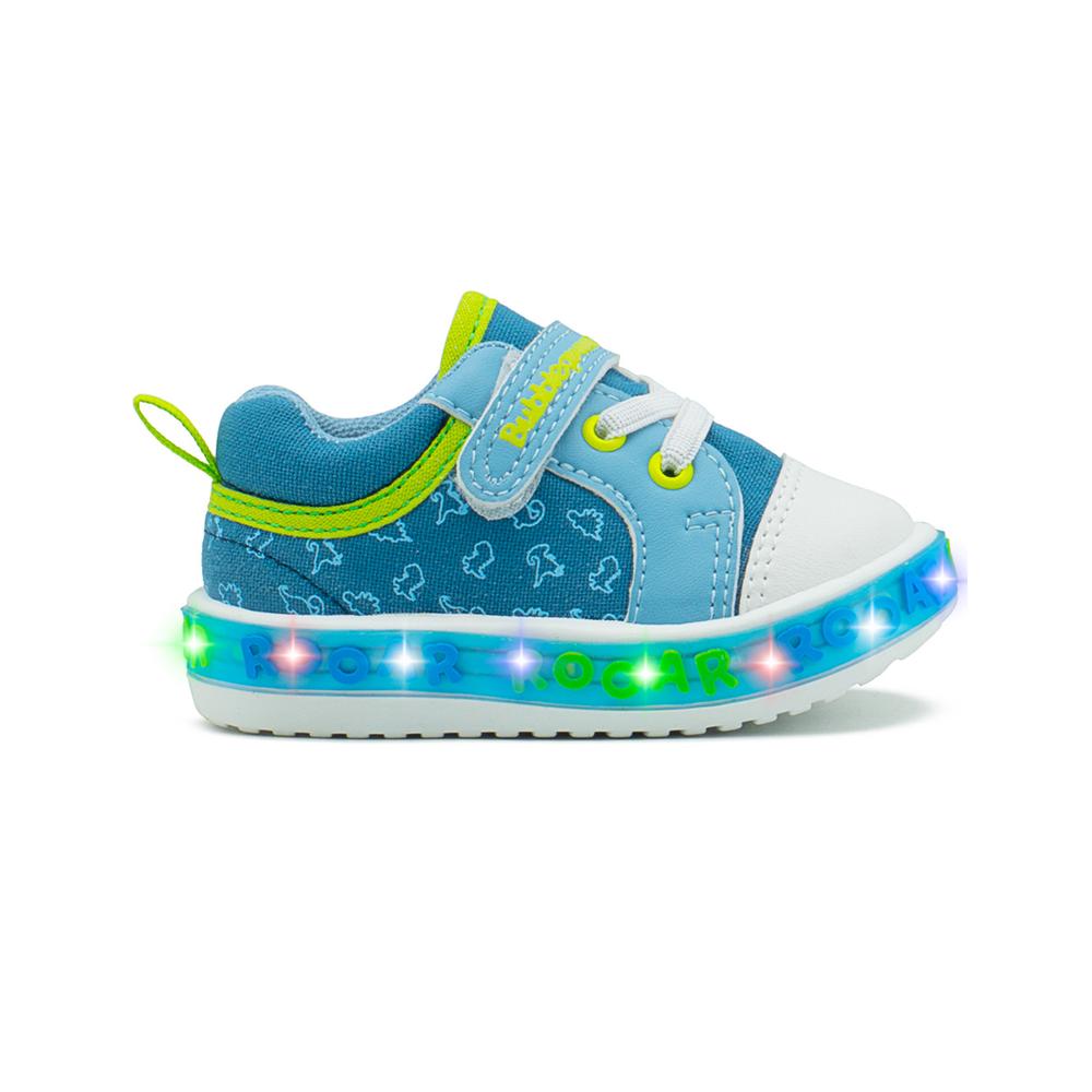 Tenis Bubble Gummers  Para Niños Con Luces Dinosaurios 12-17 Azul
