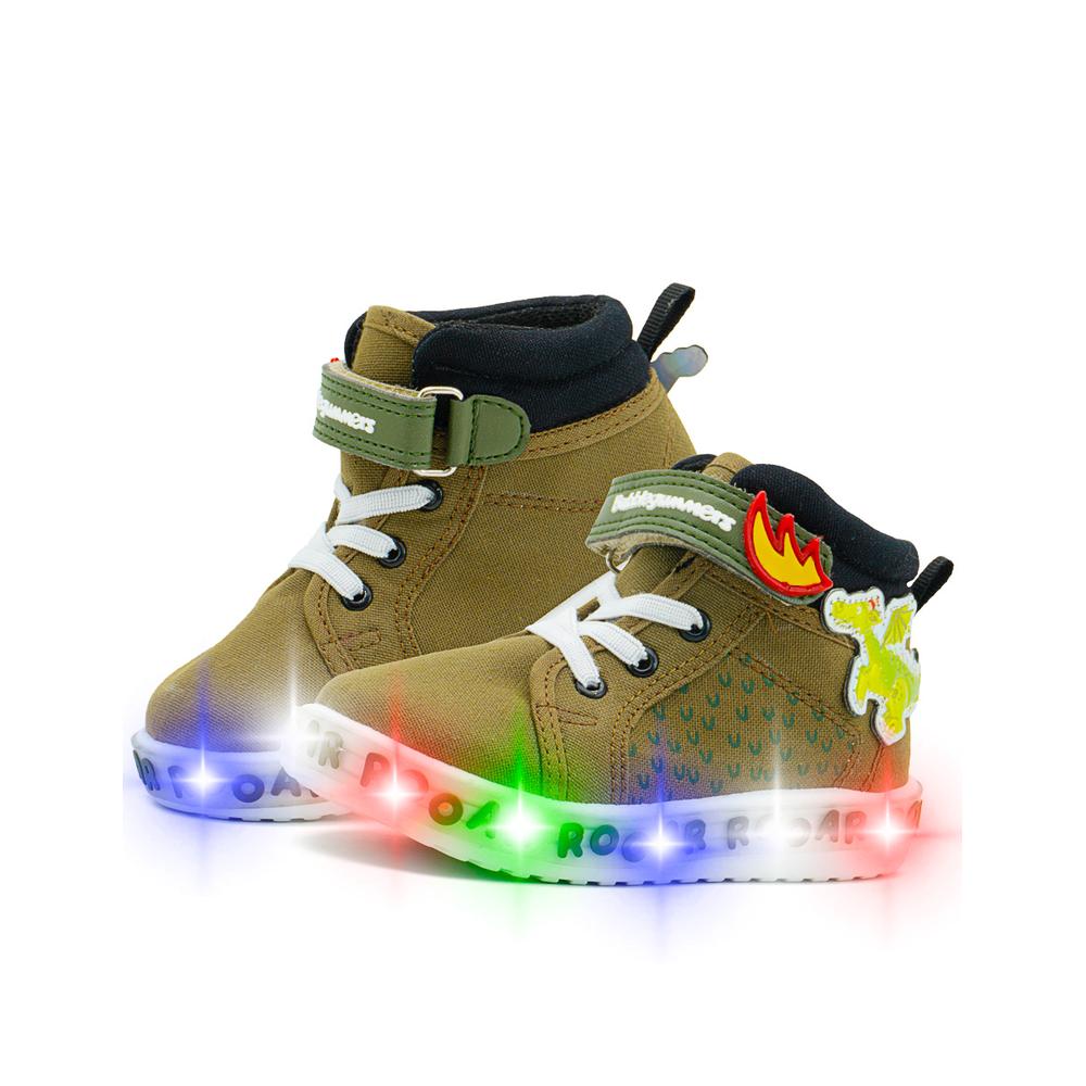 Tenis Bota Luces Para Niños Bubble Gummers Trueno I Verde Verde