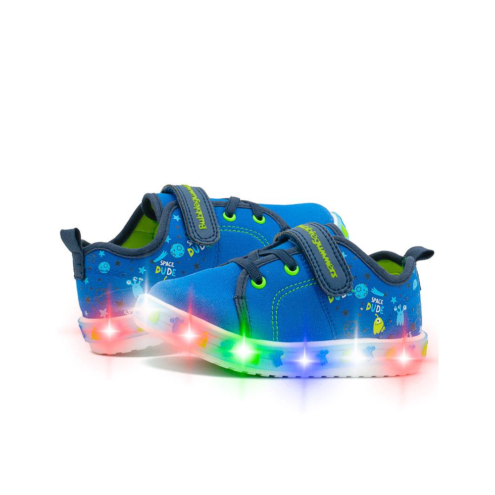 Foto 3 pulgar | Tenis Bubble Gummers Tren I Para Niño Luces Ajuste Velcro Azul Marino