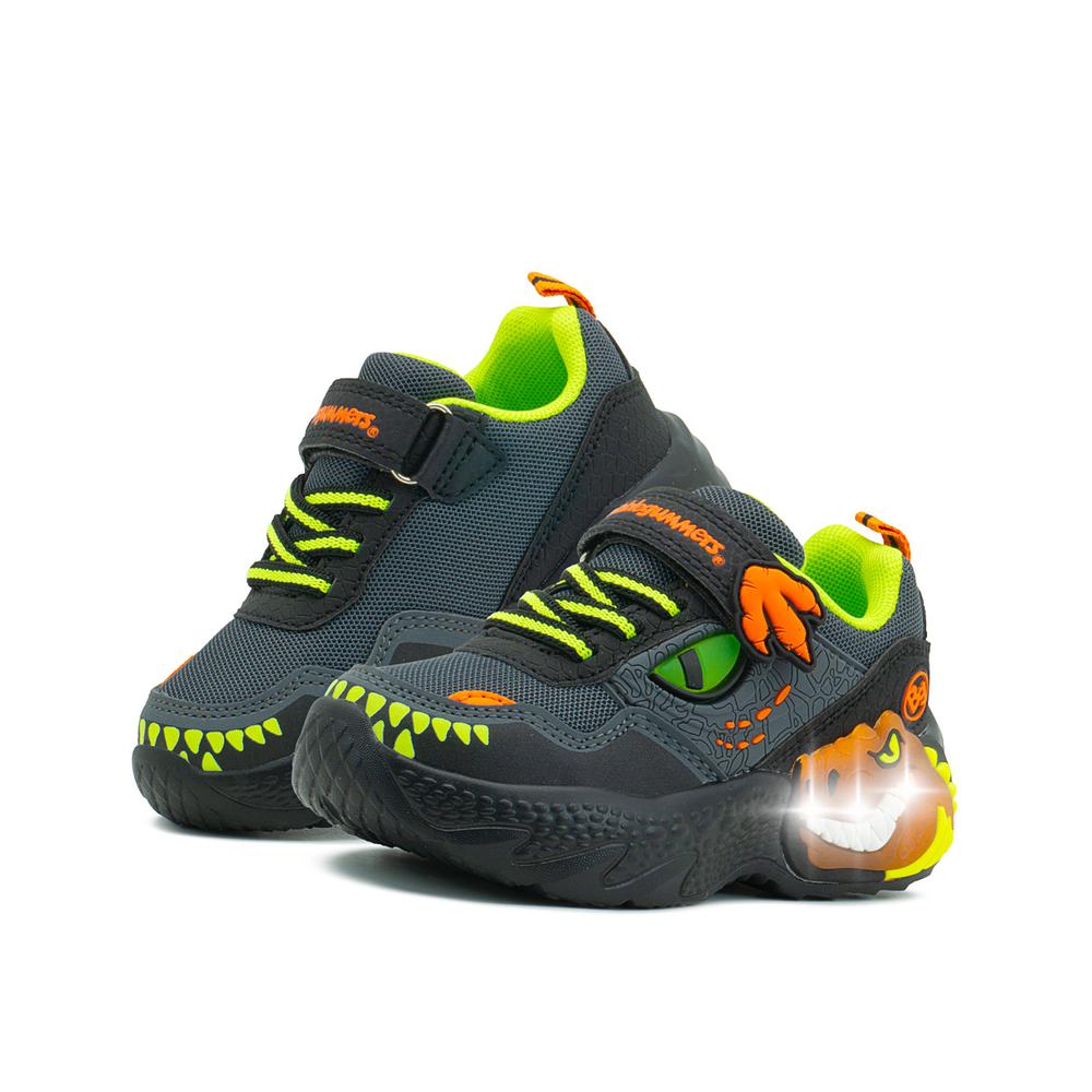 Foto 2 pulgar | Tenis Bubble Gummers Tiranosaurio Para Niño Con Luces Velcro Cafe